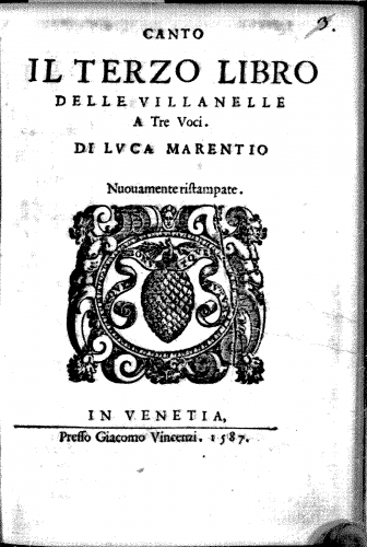 Marenzio - Villanelle, Book 3 - Scores and Parts