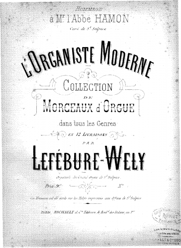 Lefébure-Wély - L'Organiste Moderne - Organ Scores - Complete (12 Volumes)