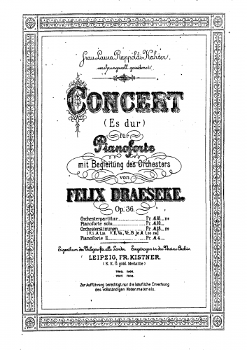 Draeseke - Piano Concerto - Score