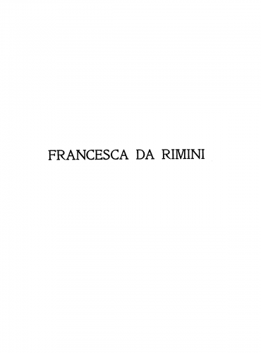 Zandonai - Francesca da Rimini - Vocal Score - Italian Vocal Score
