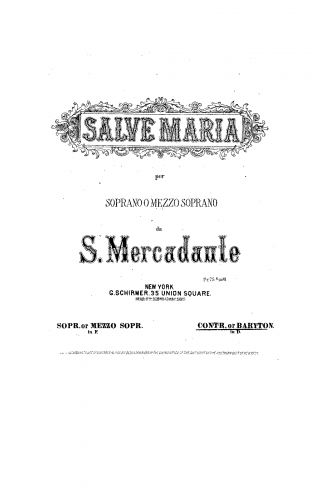 Mercadante - Salve Maria - Score