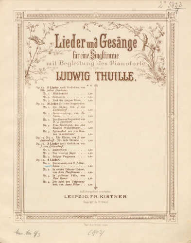 Thuille - 4 Lieder, Op. 27 - Score