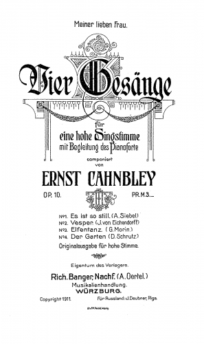 Cahnbley - 4 Gesänge - Score