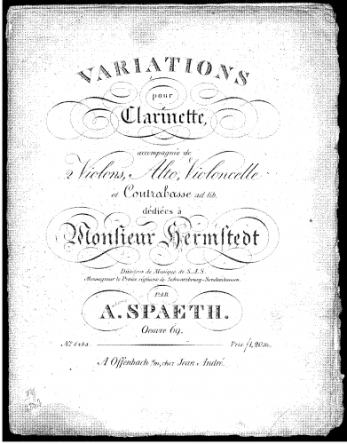 Späth - Variations for clarinet and strings
