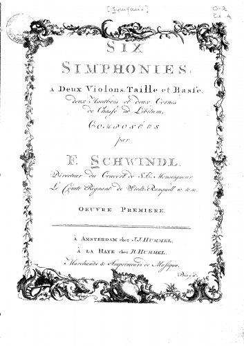 Schwindl - 6 Symphonies, Op. 1