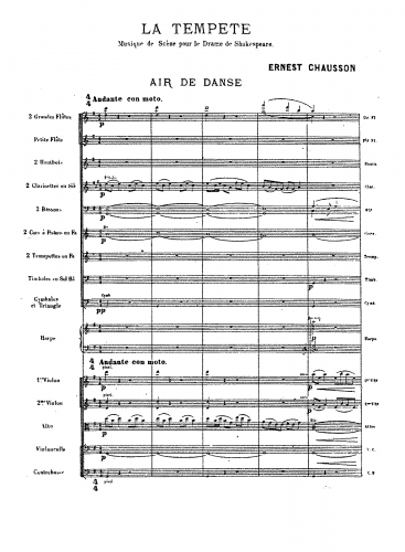 Chausson - La tempête, Op. 18 - Air de danse et Danse rustique - Complete Orchestral Score