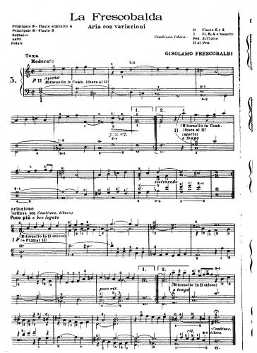 Frescobaldi - La Frescobalda Aria con variazioni - Score