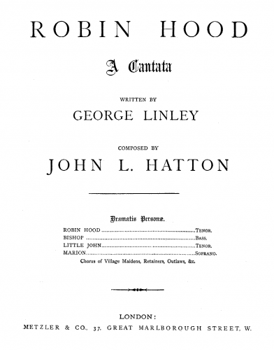 Hatton - Robin Hood - Vocal Score - Score