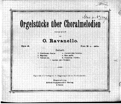 Ravanello - Orgelstücke über Choralmelodien, Op. 28 - Score