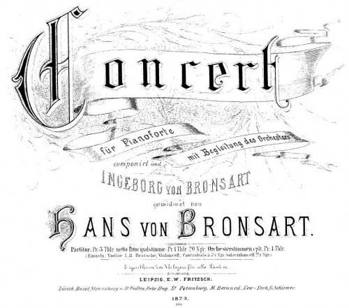 Bronsart von Schellendorff - Piano Concerto, Op. 10 - Score