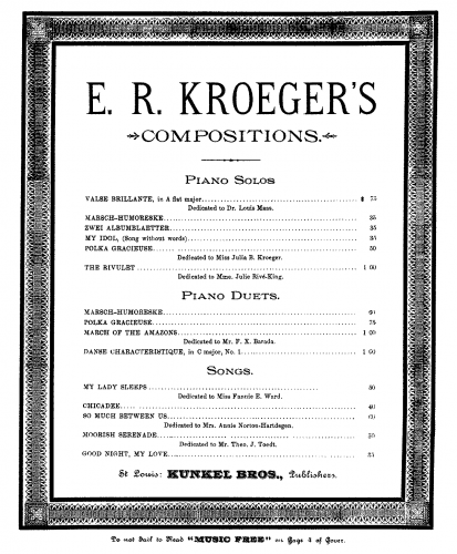 Kroeger - Marsch-Humoreske - Score