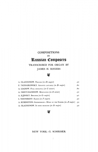 Lyadov - 6 Morceaux, Op. 3 - For Organ (Rogers) - 3. Fugue