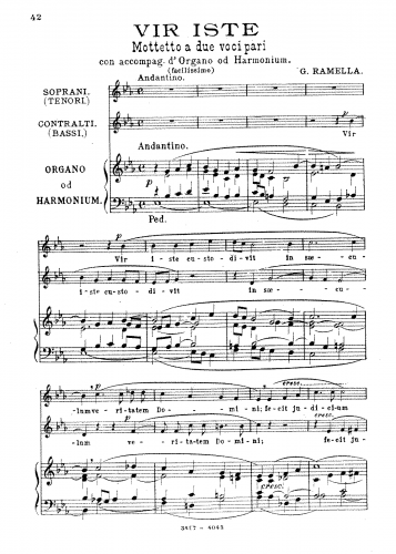 Ramella - Vir iste - Vocal Score