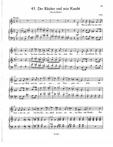 Eisler - Der Räuber und sein Knecht - Score