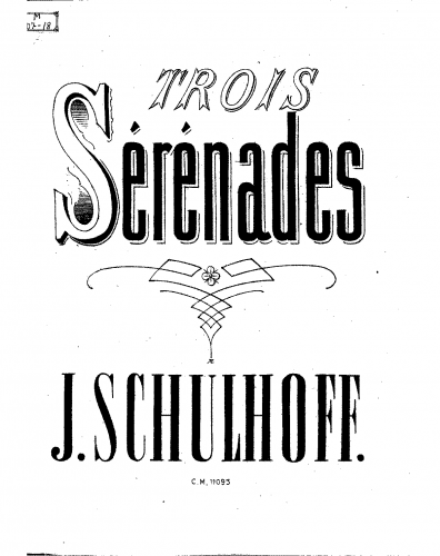 Schulhoff - 3 Sérénades - Piano Score - Score