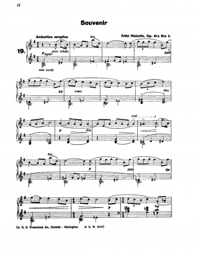 Melartin - Piano Pieces - 5. Souvenir