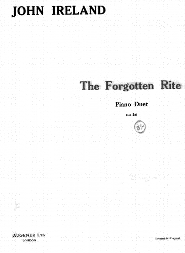 Ireland - The Forgotten Rite - For Piano 4 hands (Composer) - Score