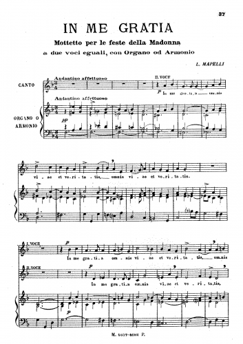 Mapelli - In me gratia - Vocal Score
