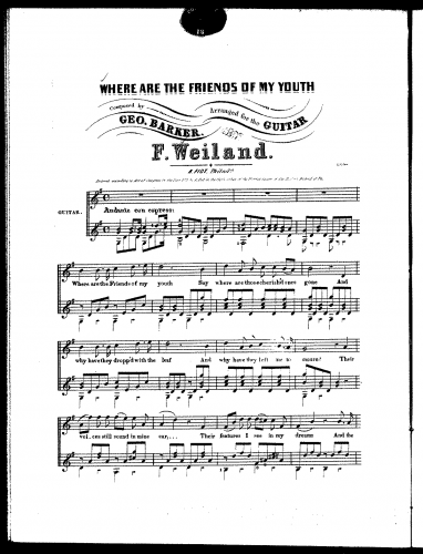 Barker - Where are the friends of my youth - For Voice and Guitar (Weiland) - Score