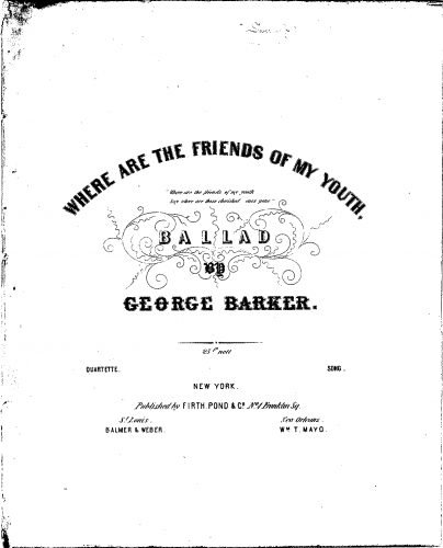 Barker - Where are the friends of my youth - For Mixed Chorus and Piano (Owen) - Score
