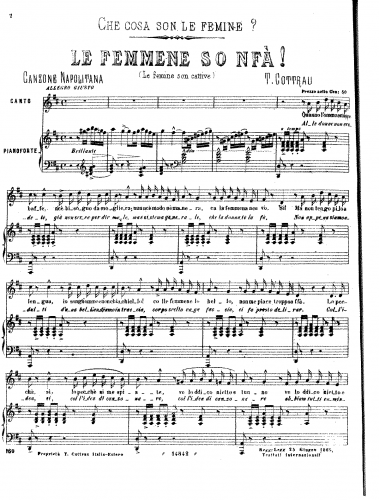 Cottrau - Le femmene so nfà! - Score