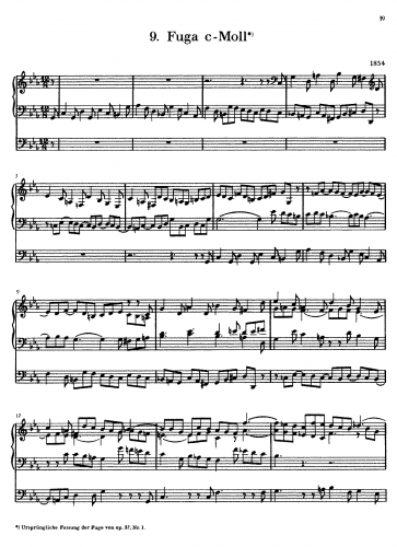 Mendelssohn - Fugue in C minor, MWV W 18 - Score