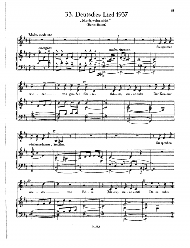 Eisler - Marie, weine nicht - Score