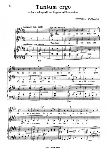 Pozzoli - Tantum ergo a 2 voci pari - Score