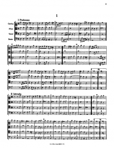 Peuerl - Newe Padouan, Intrada, Dantz und Galliarda - Score
