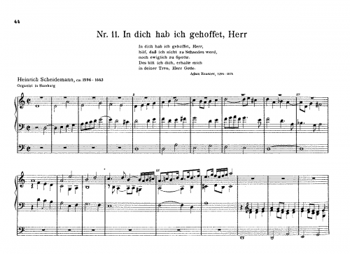 Scheidemann - Chorale Fantasy 'In dich hab ich gehoffet, Herr' - Score