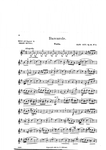 Sitt - Cavatine und Barcarole - Scores and Parts - 2. Barcarole