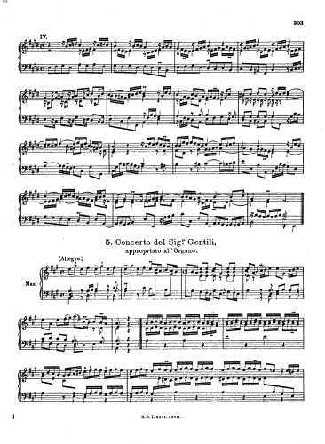 Walther - Gesammelte Werke fur Orgel - Concerto del Sigr. [Giorgio] Gentili (A major)