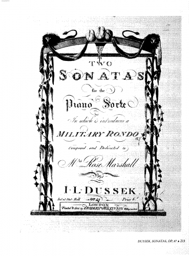 Dussek - Piano Sonata No. 22, Op. 47 No. 1 - Piano Score - Score
