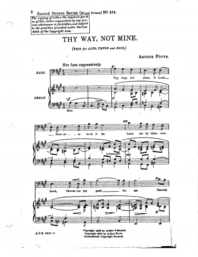 Foote - Thy Way, Not Mine - Score