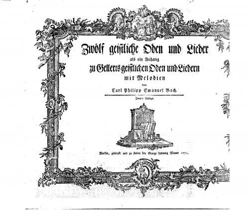 Bach - Gellert's Sacred Odes & Lieder, Wq.195 (H.696) - Score