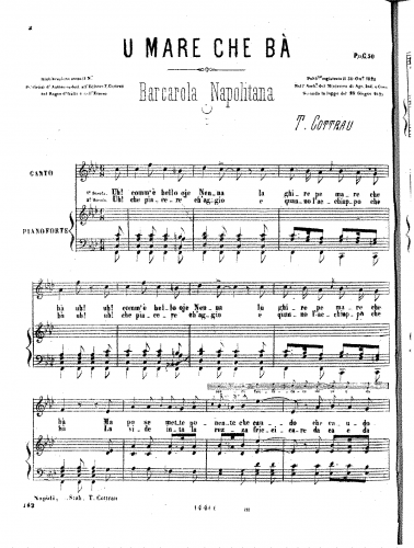 Cottrau - U mare che bà - complete score