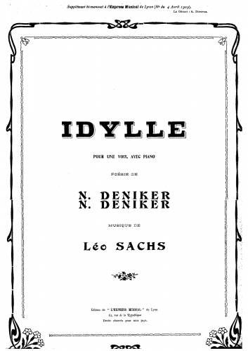 Sachs - Idylle - Vocal Score - Score