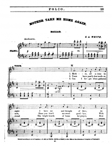 White - Mother, Take Me Home Again - Score