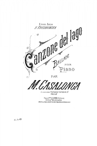 Casalonga - Canzone del lago - Score