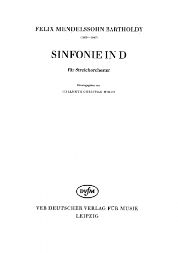 Mendelssohn - String Symphony No. 8 in D major - Full Score - Score