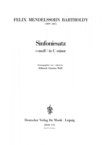 Mendelssohn - Sinfoniesatz in C minor - Score