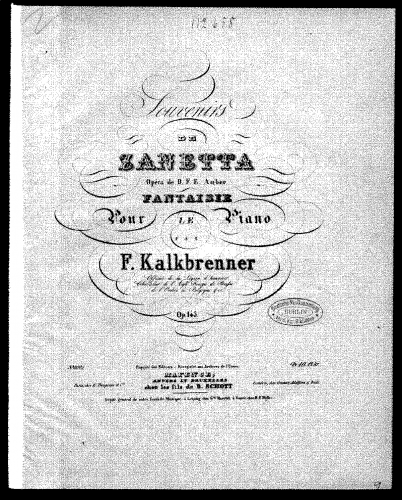 Kalkbrenner - Souvenirs de 'Zanetta' - Complete Score