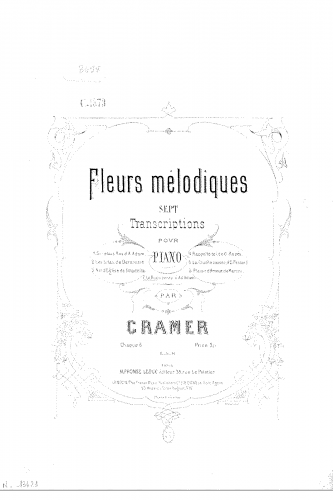 Cramer - Fleur mélodique sur 'Le bijou perdu' - Score