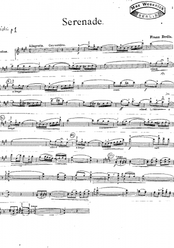 Drdla - Serenade No. 1 for Violin and Piano - Scores and Parts - Violin Part