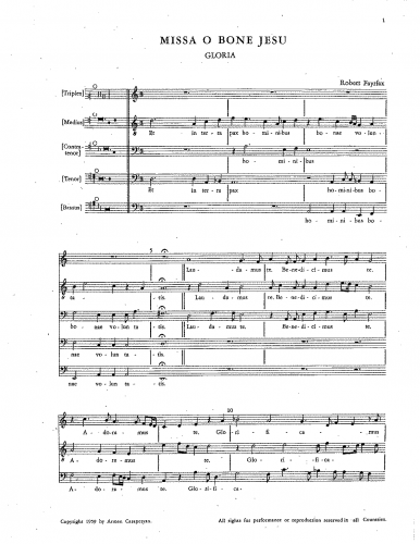 Fayrfax - Missa O Bone Jesu - Score