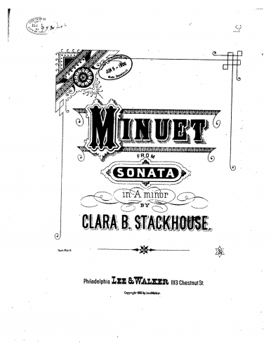 Stackhouse - Piano Sonata in A minor - Minuet