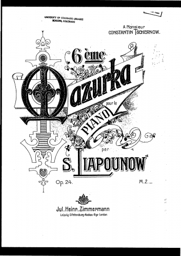 Lyapunov - Mazurka No. 6 - Score
