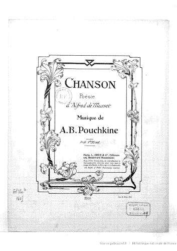 Pouchkine - Chanson - Score