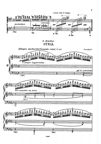 Blumenfeld - 3 Etudes for Piano - Score