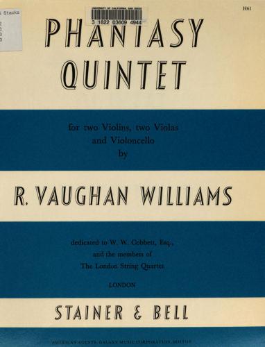 Vaughan Williams - Phantasy Quintet - Score